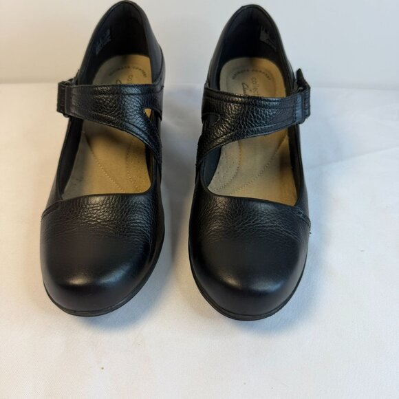Clarks Emslie Lulin Women’s Size 6.5 Black Leather Mary Jane Comfort Pump Work - Picture 2 of 13